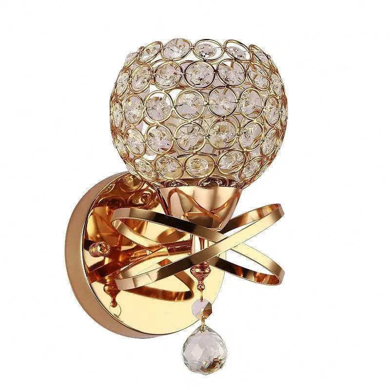 Image of blissbells Luxury Crystal Ball Wall Light with Golden Metal Frame | Modern Decorative Wall Lamp for Living Room, Bedroom, Hall & Staircase | Warm White Ambient Lighting