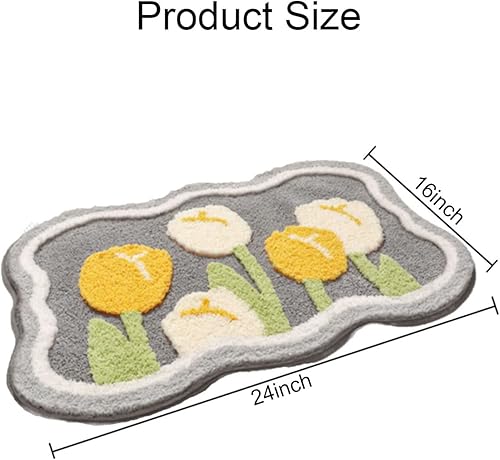 Miniatura 2 de Tapete de baño, bonito tapete de flores para decoración del hogar, ultra absorbente, antideslizante, tapete de fibra superfina, lavable a máquina,