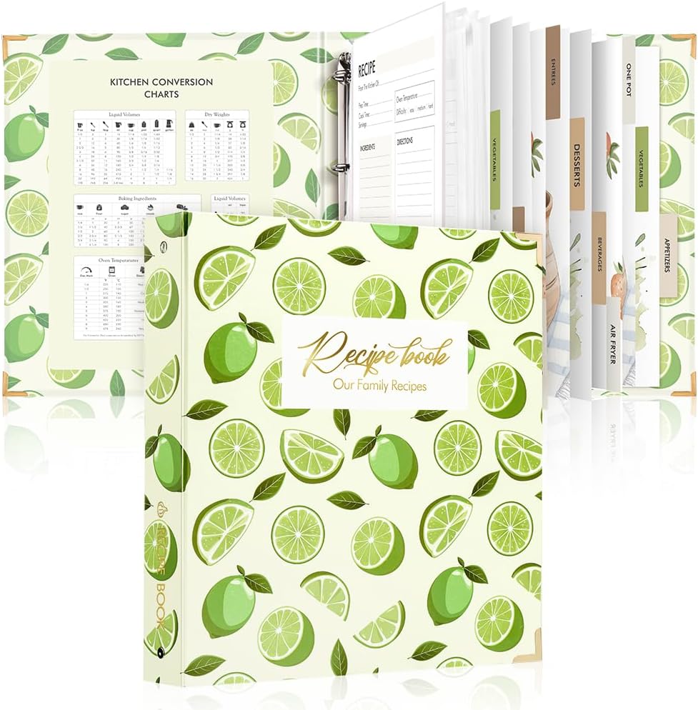 Molekaus Recipe Binder 8.5''x11'' 4 Ring Set