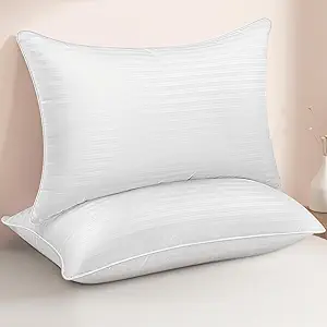 Queen Size Bed Pillows - Premium Down Alternative Cooling Pillows Set of 2 for Side, Back, and Stomach Sleepers Fluffy Hotel Quality Soft Microfiber Fill Breathable Skin-Friendly