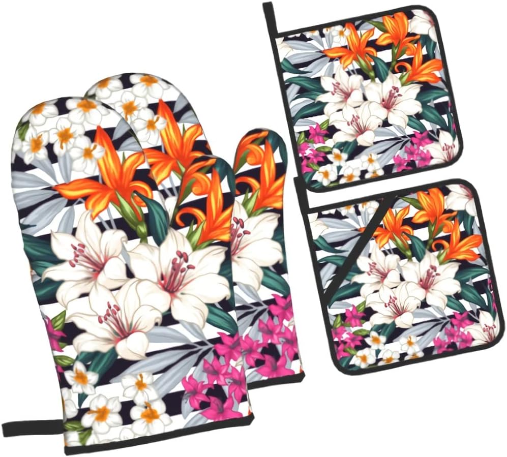Oven Mitts and Pot Holders Cooking Baking Grilling Set of 4