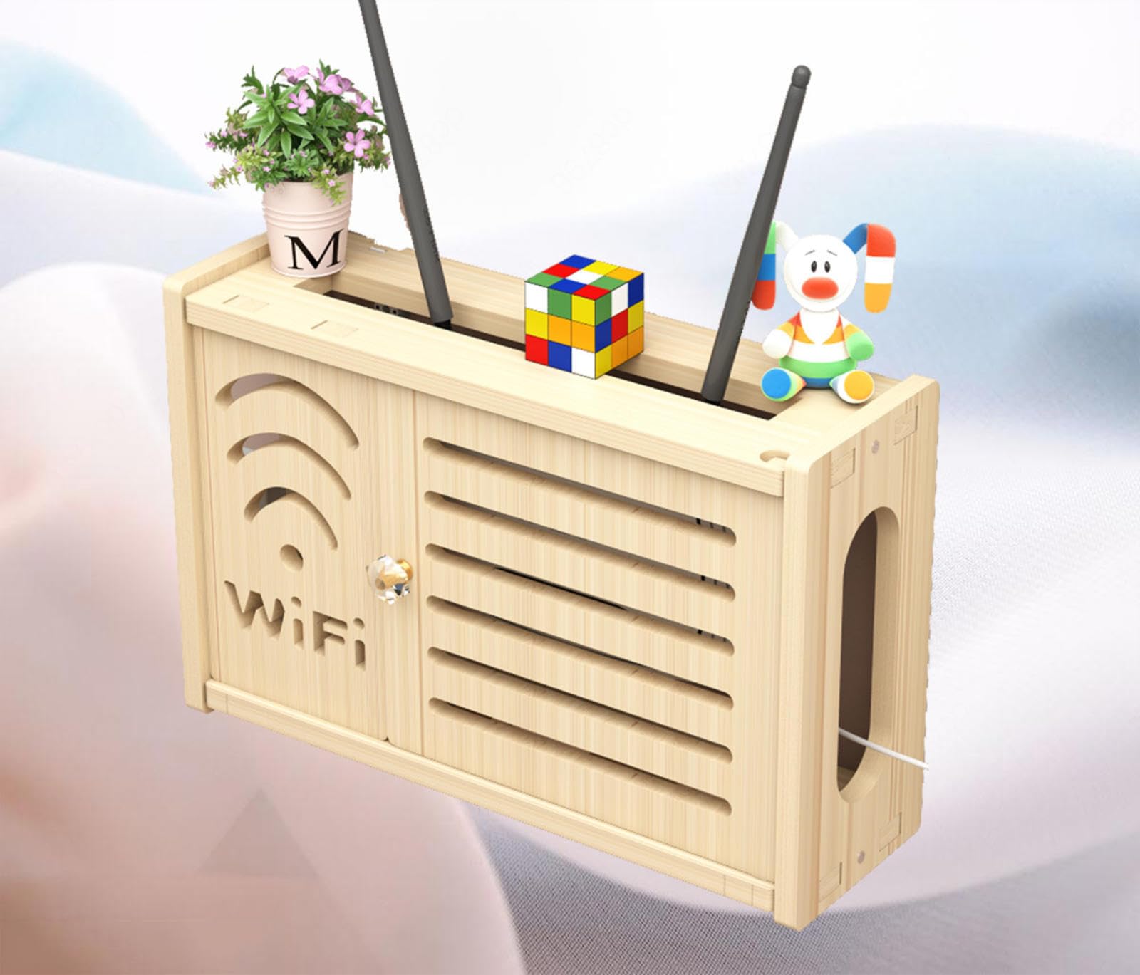 Fhcsao C Router Box Storage Wifi Router Shelf Storage Box Shelf Ords Wifi Shelf Box Wifii Router Storage Rack,-36X24cm