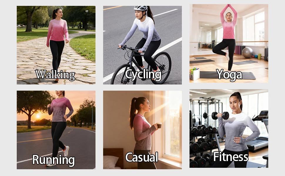 Women’s Long Sleeve Athletic Tops with Thumb Holes – Dry Fit Active Crew Neck Workout Tees - Image 8