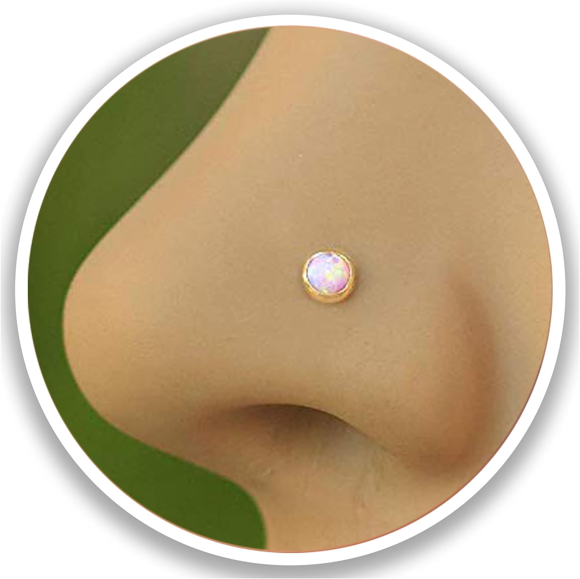 Opal Nose Stud - 3mm 14k Gold Filled Opal Nose Piercing Stud 22 gauge - White Opal nose studs for women - 22 gauge Gold Nose Ring Stud