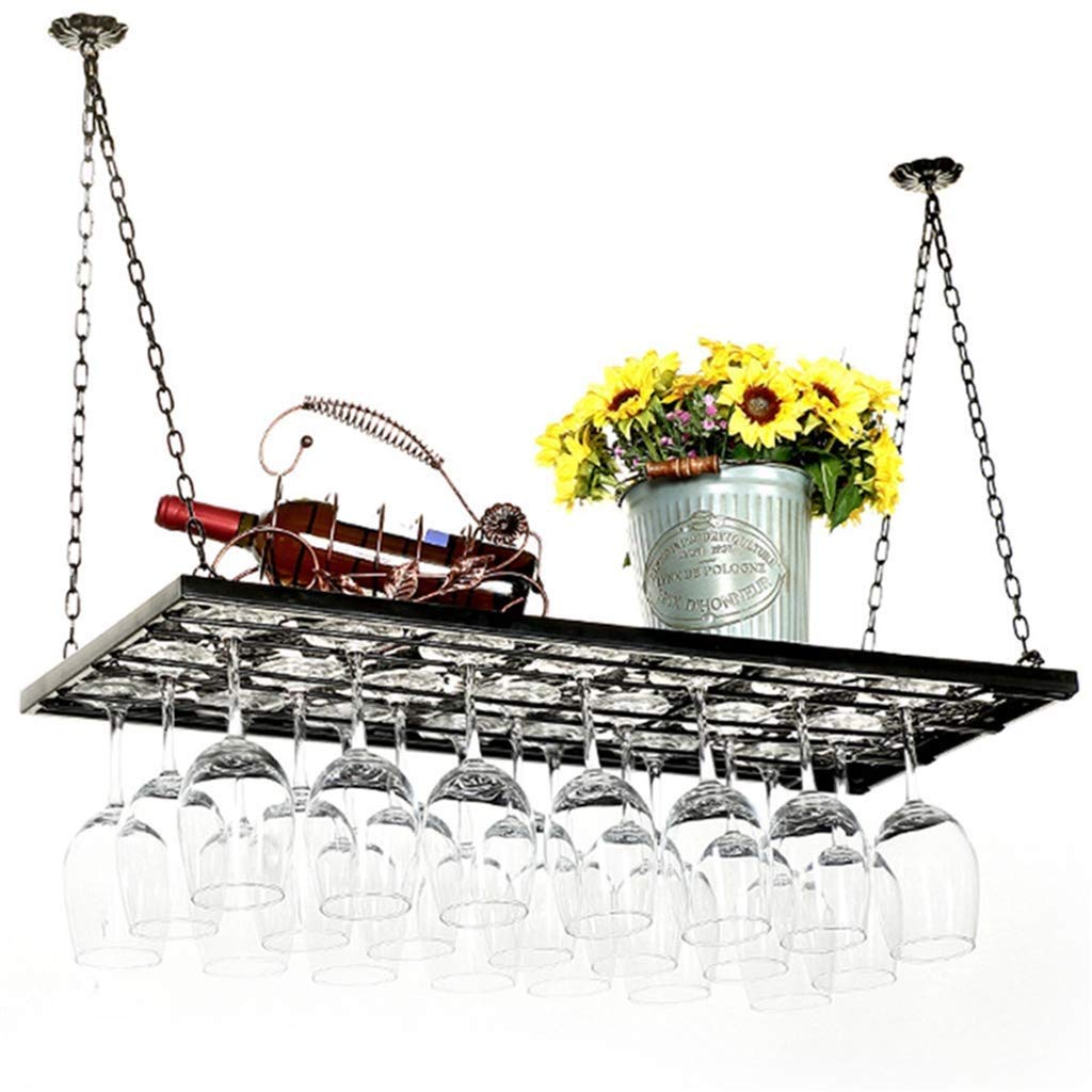 Casier à vin mural en métal noble, organisateur suspendu de prestige pour verres 100x31cm