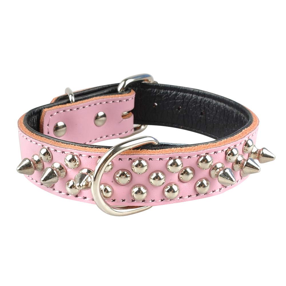 Collare per Cani,Comodo Collare Regolabile per Cani Collare per Cani Imbottito Rosa con Borchie con Borchie Romanzo per Cani Collare per Cani per Cani di Piccola Taglia Media,M