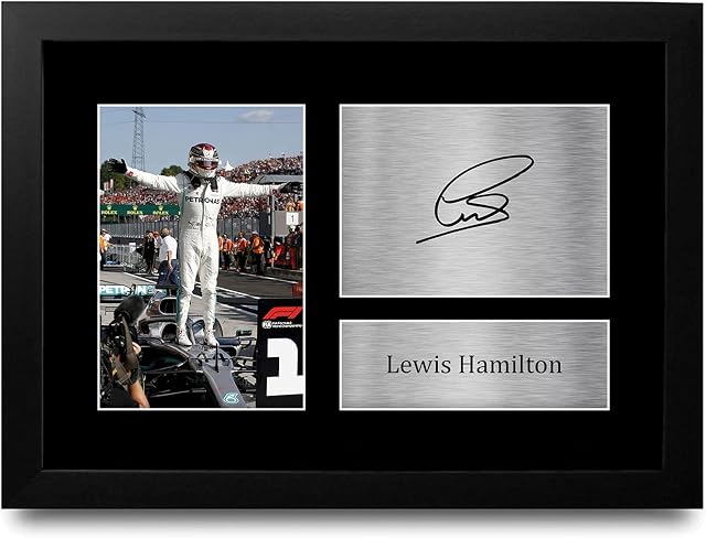 HWC Trading Lewis Hamilton Gift Signed A4 Printed Autograph Mercedes F1 Gifts Print Photo Picture Display ((Framed) Lewis Hamilton Celebration)