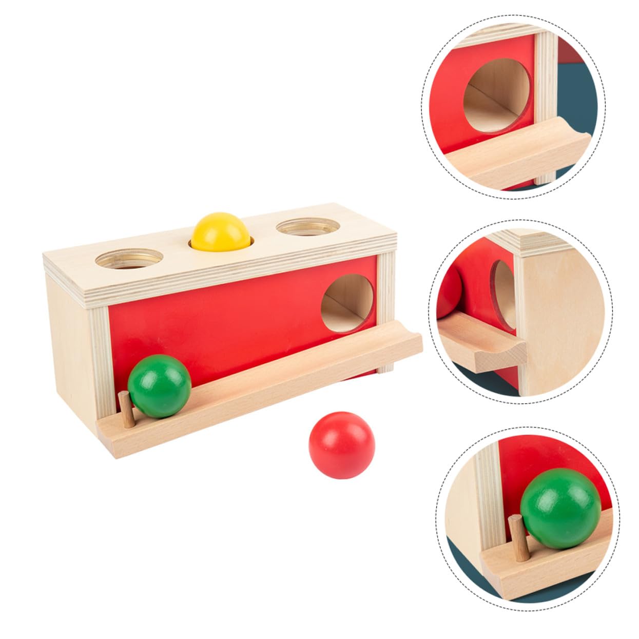 Juguete Educativo de Madera para Coordinación Mano-ojo, Bolas de Decoracion | 1 Set Rojo, Entrenamiento de Presión y Agarre, para Guardería y Juego en Casa