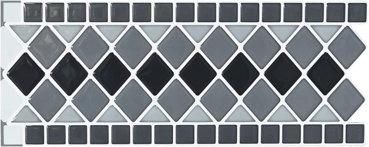 Peel and Stick Backsplash Decortaive Tile Stickers Waist Line Retro Mosaic Wall Sticker Kitchen Cabinet Toilet Border, 12.4x5 inches (10 Sheets)