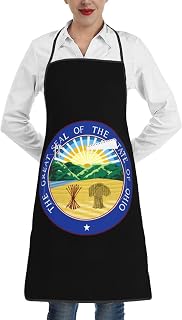 Seal of Ohio Apron for cooking with Pockets Women Men Kitchen Chef Funny Aprons