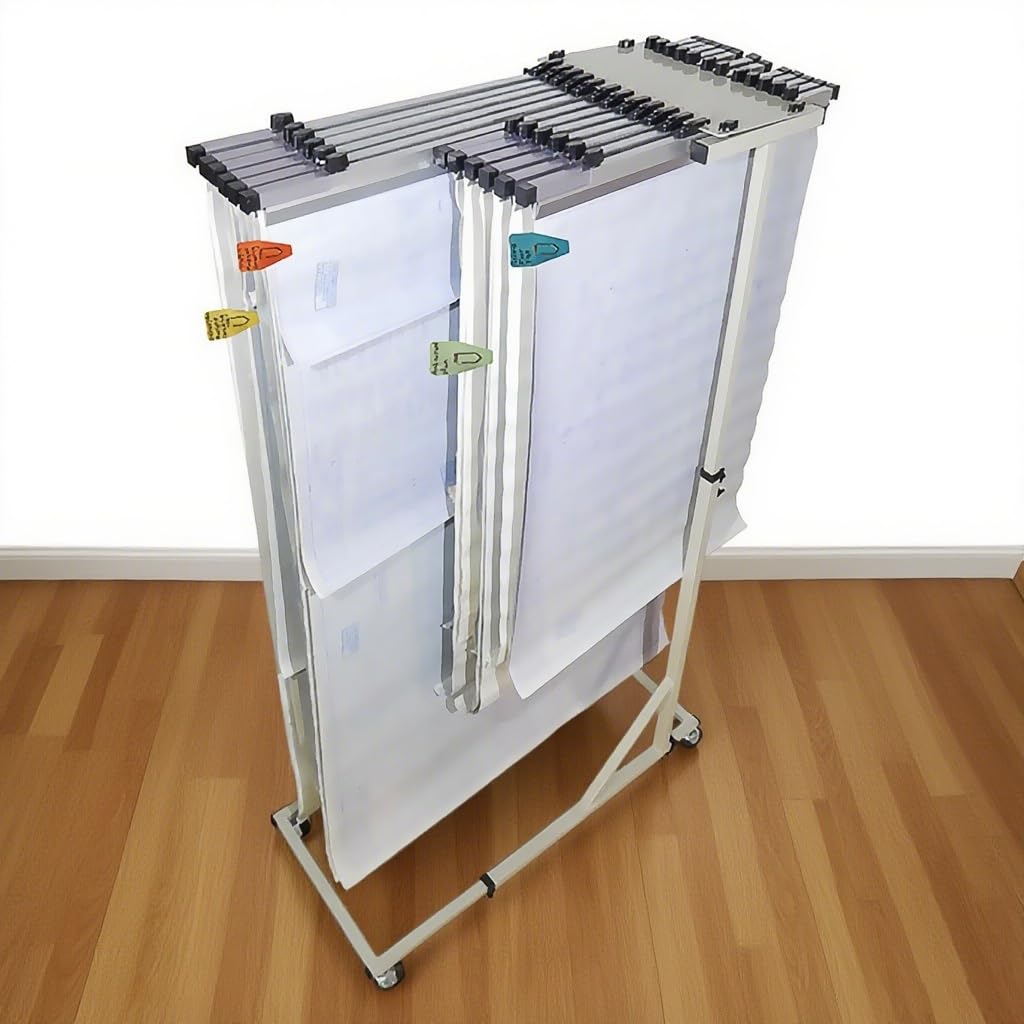Blueprint Racks for Engineering Drawings - A0/A1/A2/A3 Racks with 6 A1 & 6 A2 Clips, and Adjustable Drawing Hangers for Architects and Designers
