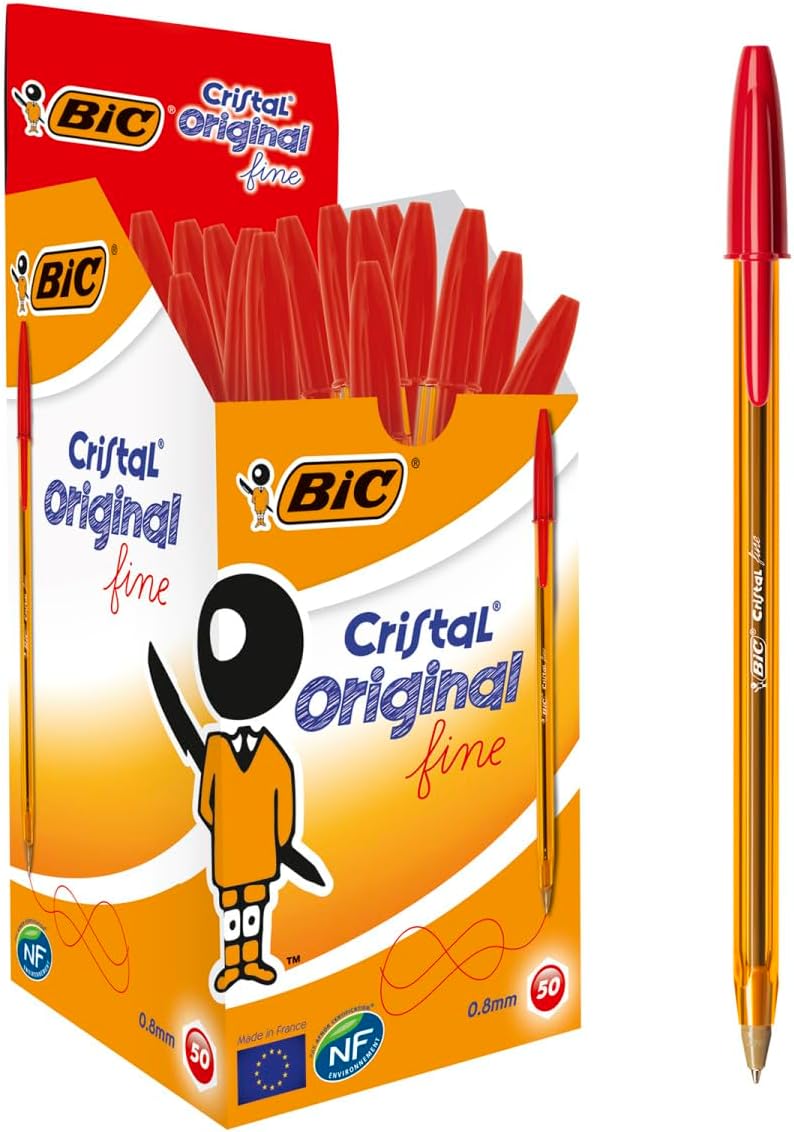 BIC Cristal Fine fine ballpoint pen, Blue, 50 per Pack