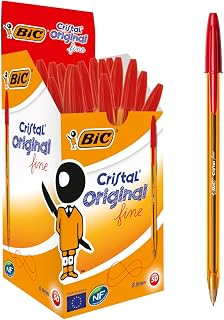 BIC 872720 Kugelschreiber Cristal Original fine (mit Kappe, 0.3 mm) Schachtel à 50 Stück, rot