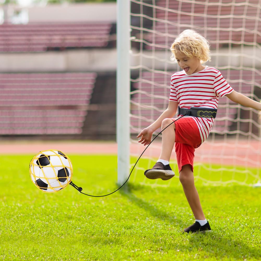 Fútbol Trainer , Cinturón de Entrenamiento de Fútbol Solo Practice Training Habilidades Ajustable Trainer Banda Entrenador para Niños y Adultos Se Adapta a la Bola 3, 4 y 5