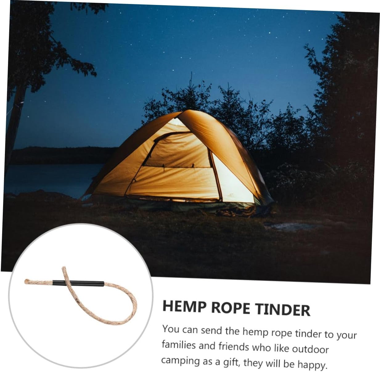 4sets Portable Wick Hemp Cord Fire Starter for Camping Lightweight and Flammable Rope with Tube for Outdoor Survival and Barbecue Use