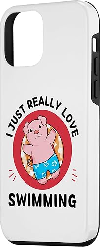 Miniatura 2 de iPhone 12 mini Cute Kawaii Pig I Just Really Love Swimming Lover Case