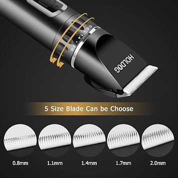 HOLDOG Dog Clippers Professional Heavy Duty Dog Grooming Clipper 3-Speed Low Noise High Power Rechargeable Cordless Pet Grooming Tools for Small & Large Dogs Cats Pets with Thick & Heavy Coats