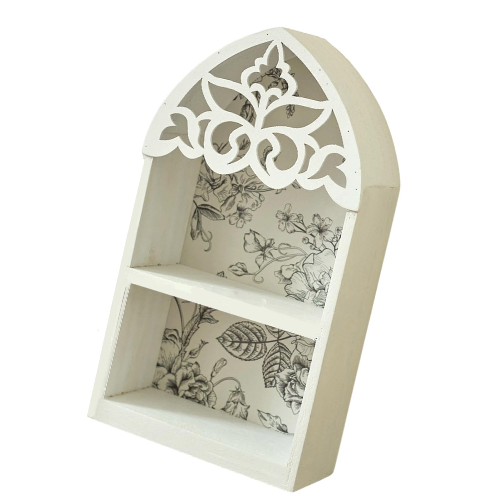 HZBB French Quatrefoils Floating Shelf with Intricate Carvings MultiTier Wall Mounted Home Decoration Unique Gift Wood Multilayer Wall Shelf