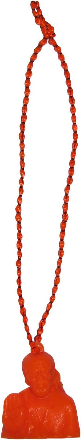 Sai Baba Blessing Front Car Mirror Hanging Idol Orange - A4483