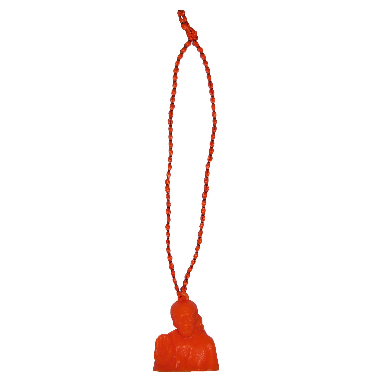 Sai Baba Blessing Front Car Mirror Hanging Idol Orange - A4483