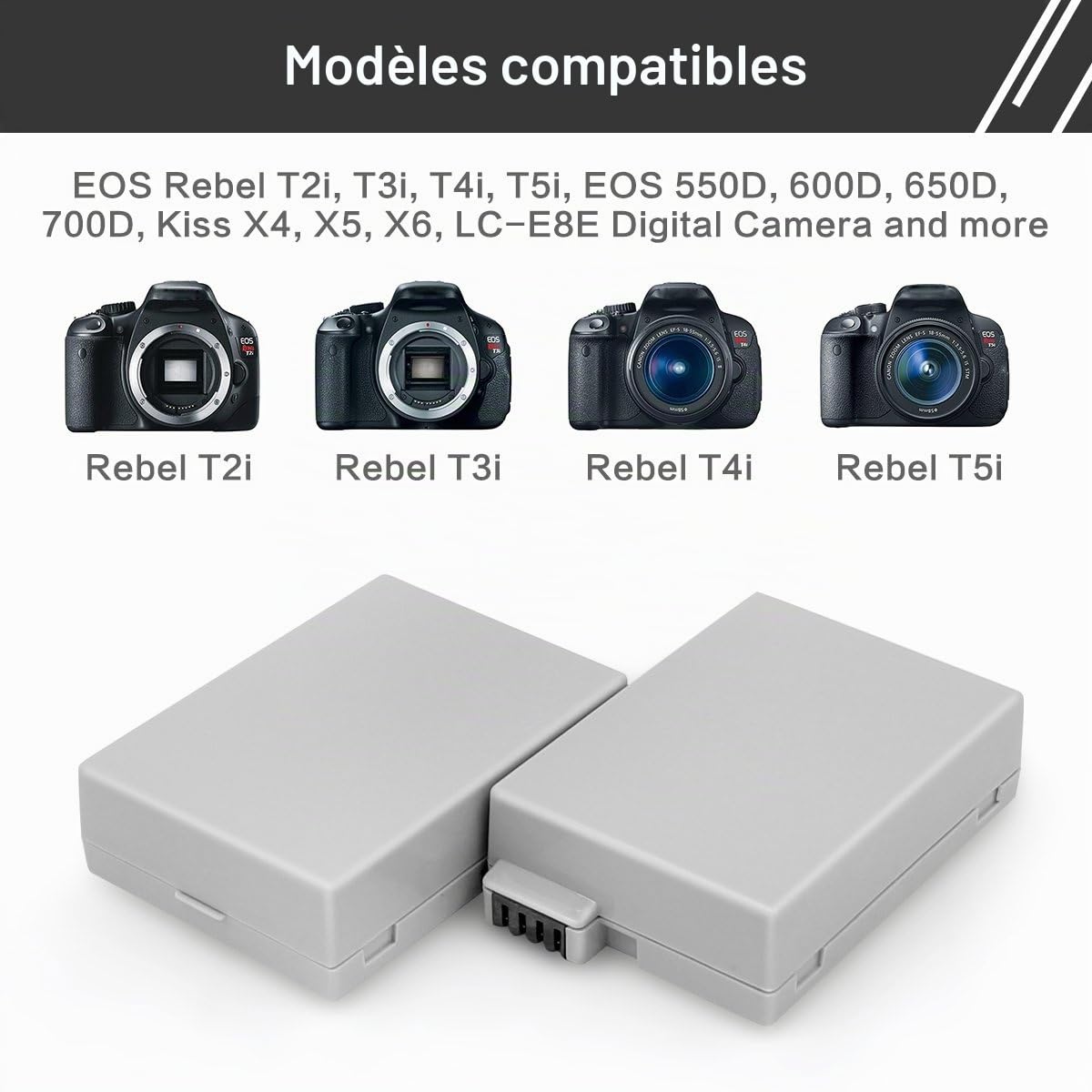 ENEGON Batterie de Rechange (2 Paquets) et Chargeur Double Rapide pour Canon LP-E8 et Canon EOS Rebel T2i, T3i, T4i, T5i, EOS 550D, 600D, 650D, 700D, Kiss X4, X5, X6, LC-E8E Appareil Photo numérique