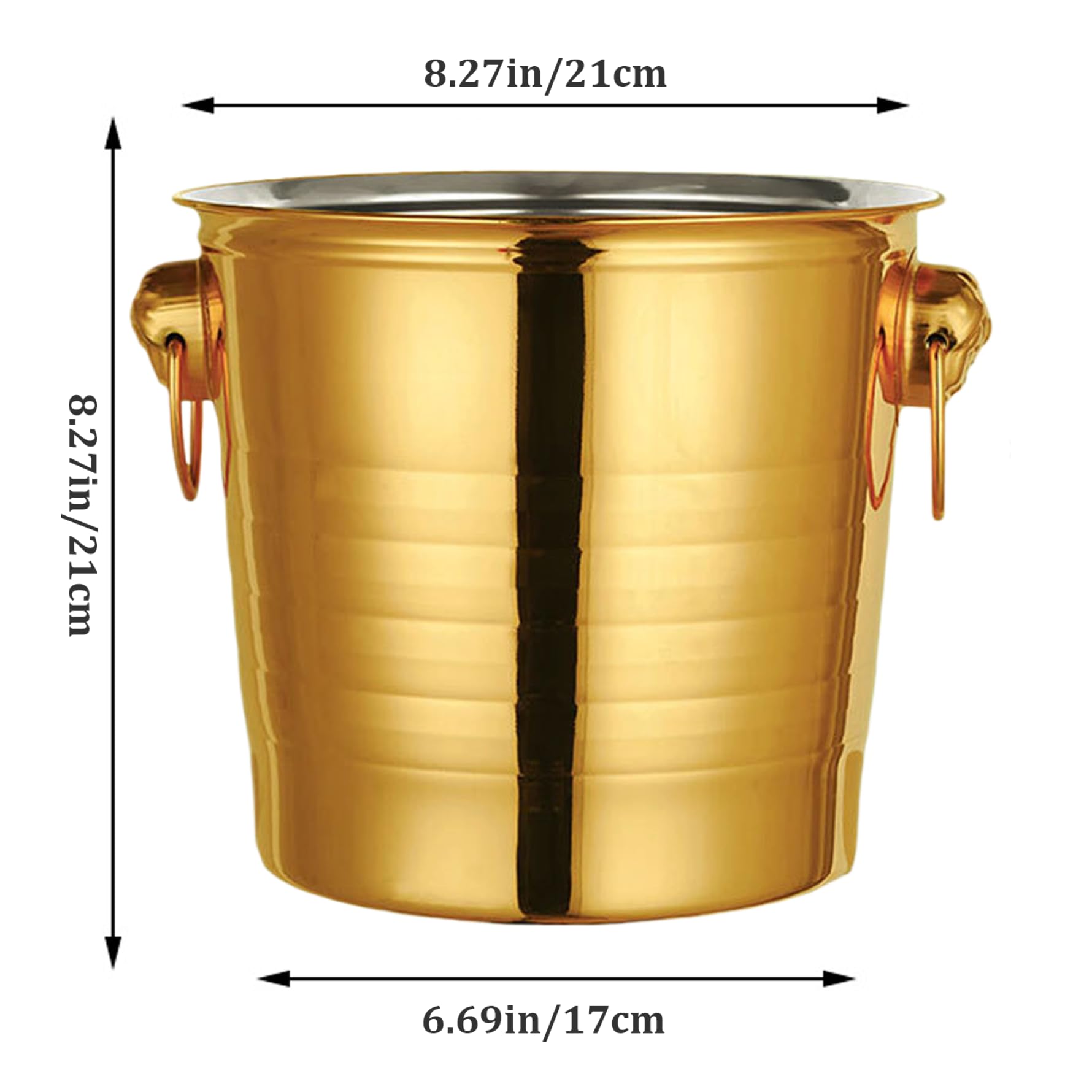 SMELEYOU Cubo De Hielo De Acero Inoxidable Dorado 3L - Perfecto Para Enfriar Vino Y Champán En Fiestas
