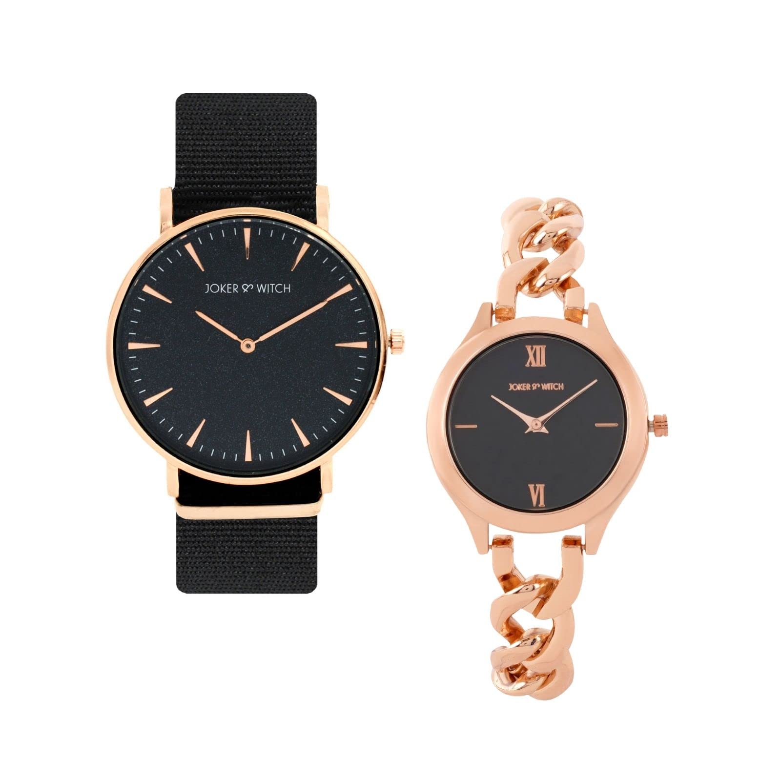 Joker & Witch Synthetic Choco Chip & Mocha Couple Analogue Watches, Black Dial, Black Band (B0BVB4MT2C) Amazon Price History, Amazon Price Tracker