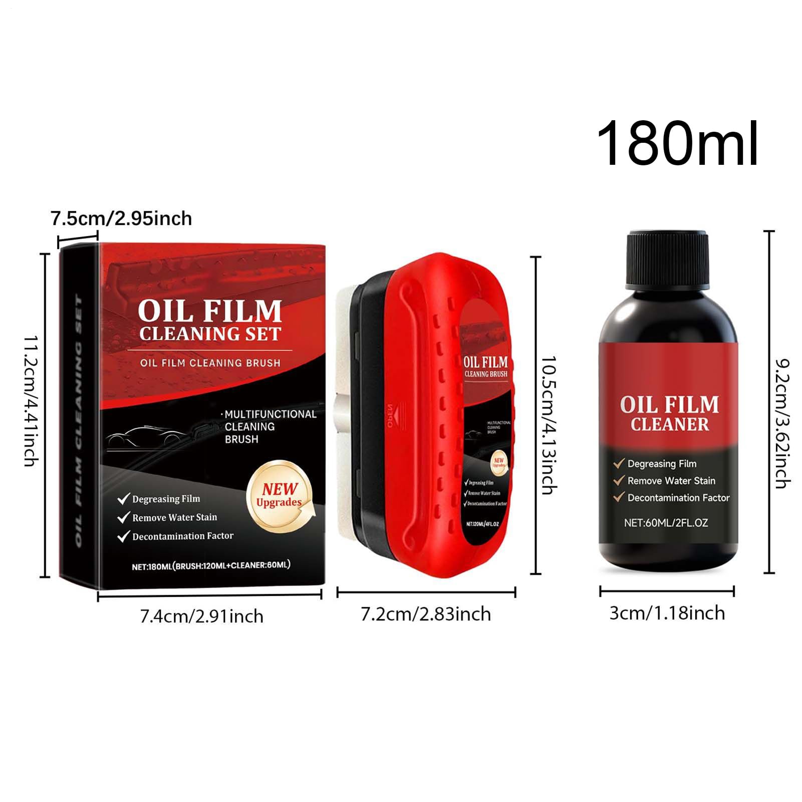 Spazzola in Vetro per Aloni d' Olio Pannello di Pulizia Universale | Kit Pulizia Parabrezza Auto con Rimuovitore Macchie per Auto Interno Esterno Schermo PP Pelle SUV e Ve