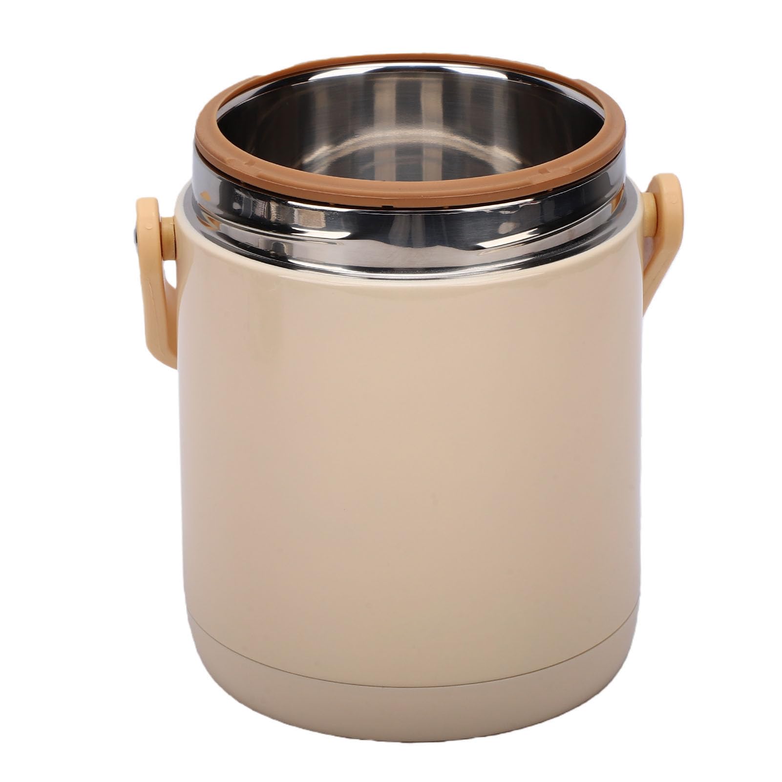 Bewinner 1,6 L Elektrische Lunchbox, 304 Edelstahl-Innentopf, USB-Heizung, Mehrere Kochfächer, Auslaufsicherer, Isolierter, Beheizter Lebensmittelbehälter für Geschäftsreisen, Beige