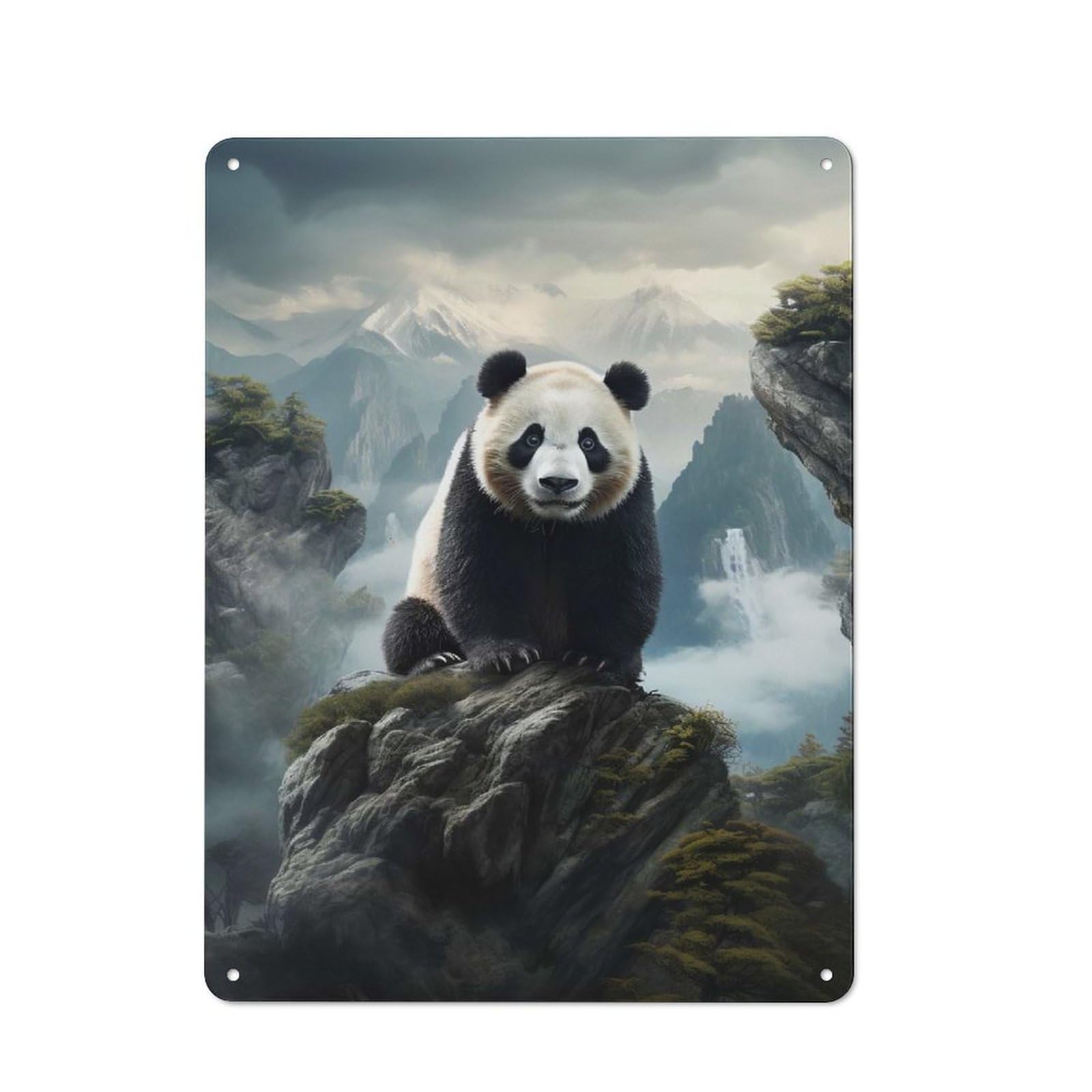 Panda Mountains Country Vintage Metal Wall Decor 40x30cm, Farmhouse Metal Sign for Kitchen, Cottage, Porch Or Garden Room