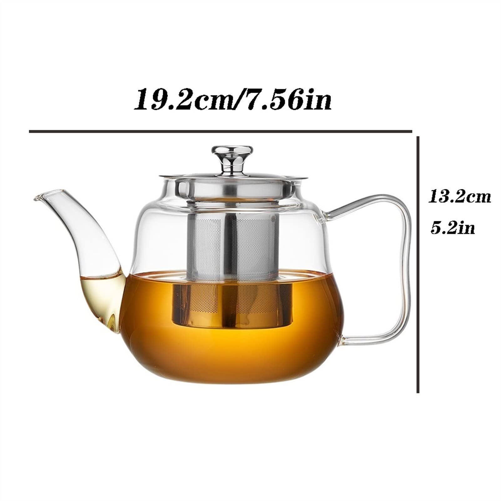 Teekannen 95 0ml Wärme-resistente Glas-Teekanne mit großer Kapazität mit Kaffee geeigneter Edelstahlfilter, schwarzer Tee geeignet, schwarzer Tee Kaffeekanne