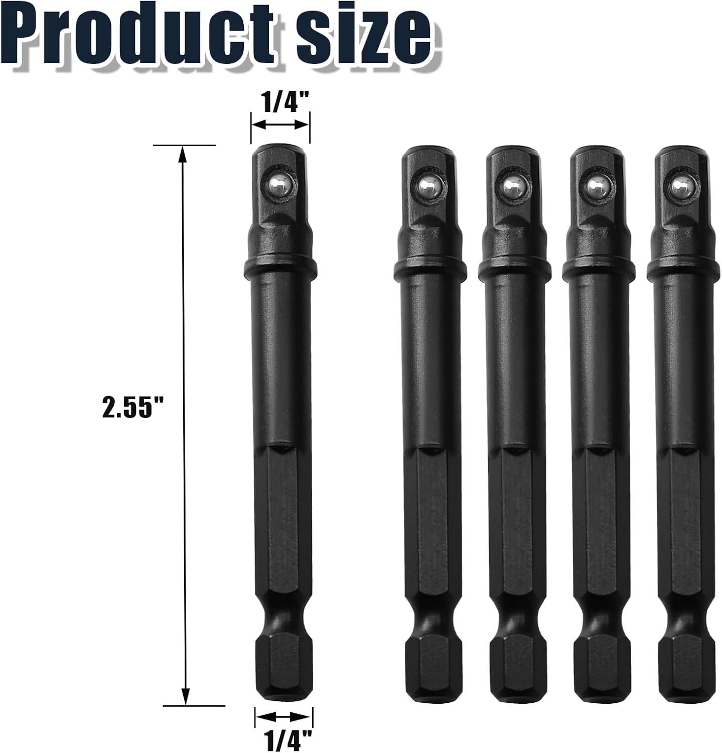 10 Pack 1/4 Inch Square Impact Adapter Bit, Hex Impact Socket Adapter for Drills, Socket Adapter Kit for Impact Driver, Automotive DIY - Black