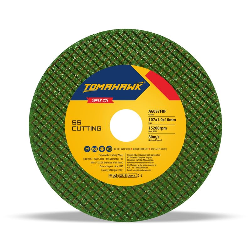 TOMAHAWK® 4-inch Cut Off Wheel – Double Net- for Metal & Stainless Steel – Cutting Pack of 400pcs – Compatible with 4" Angle Grinder - 107x1.0x16mm - Green - 6-Month Warranty (B099F1LKF1) Amazon Price History, Amazon Price Tracker