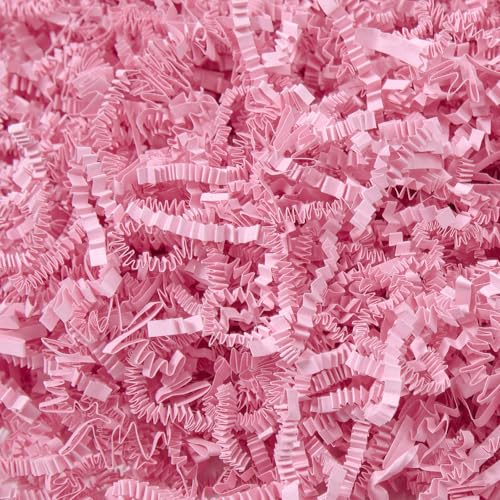 Mefleet 1/2 LB Crinkle Cut Paper Shred Filler 8 oz Light Pink Crinkle Shredded Paper for Gift Box - Gift Basket Bag Filler - Grass Cushion Stuffing for Valentines Day Birthday Packaging Wrapping