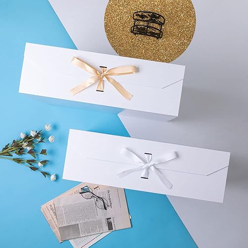 Miniatura 6 de Caja de regalo extra grande blanca de 19x16x6 pulgadas, caja de regalo con tapa y cierre magnético, caja de propuesta para padrinos, cajas plegables