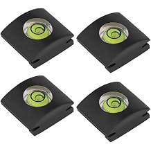 ChromLives 4Pack Camera Hot Shoe Cover Level with Spirit Level Bubble, Universal Fit for DSLR Cameras, Black Rubber, Wall Mount