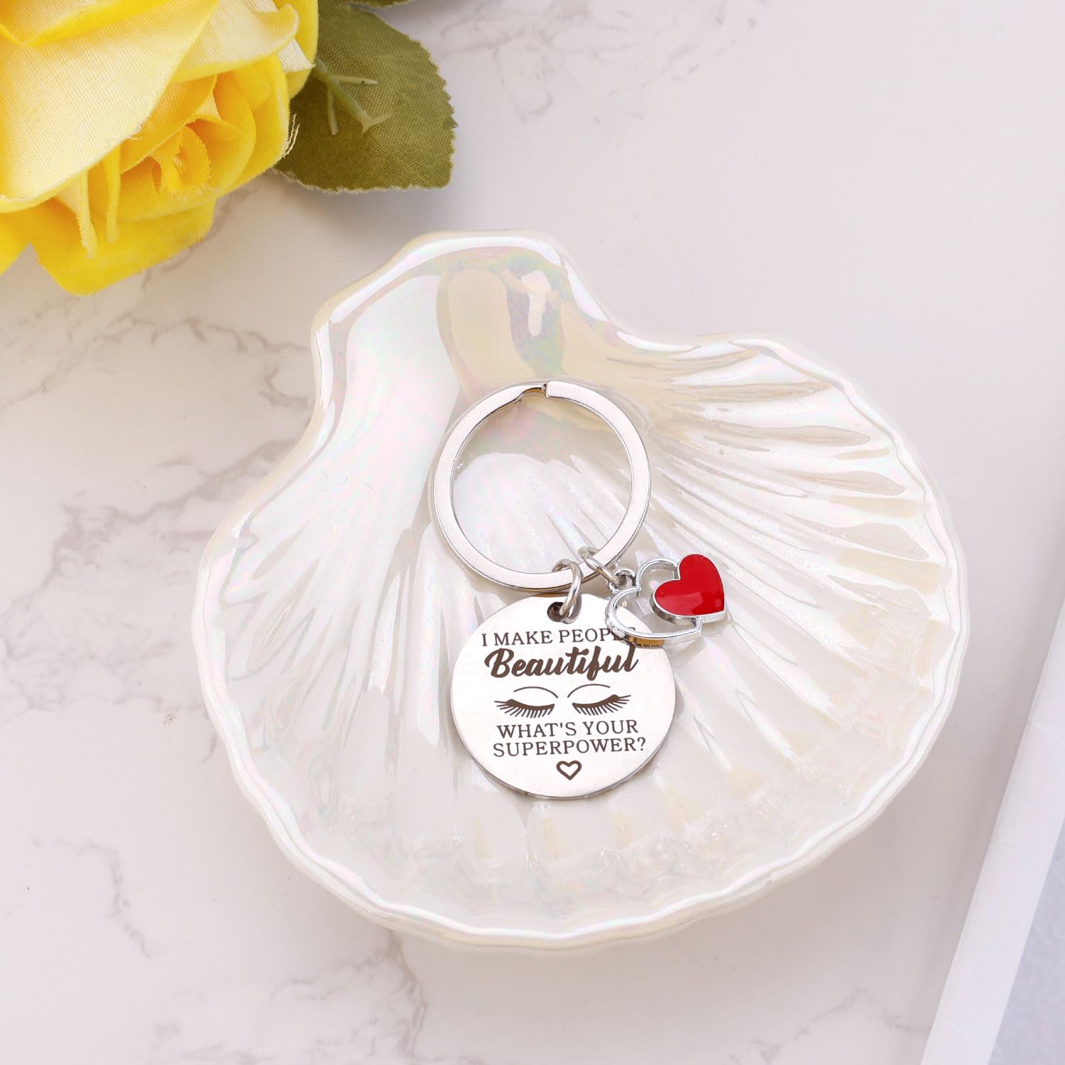 Gosknor Beautician Keychain, Esthetician Keychain Charm Makeup Artist Jewelry Beautician Gift to Women Lash Makeup Artist