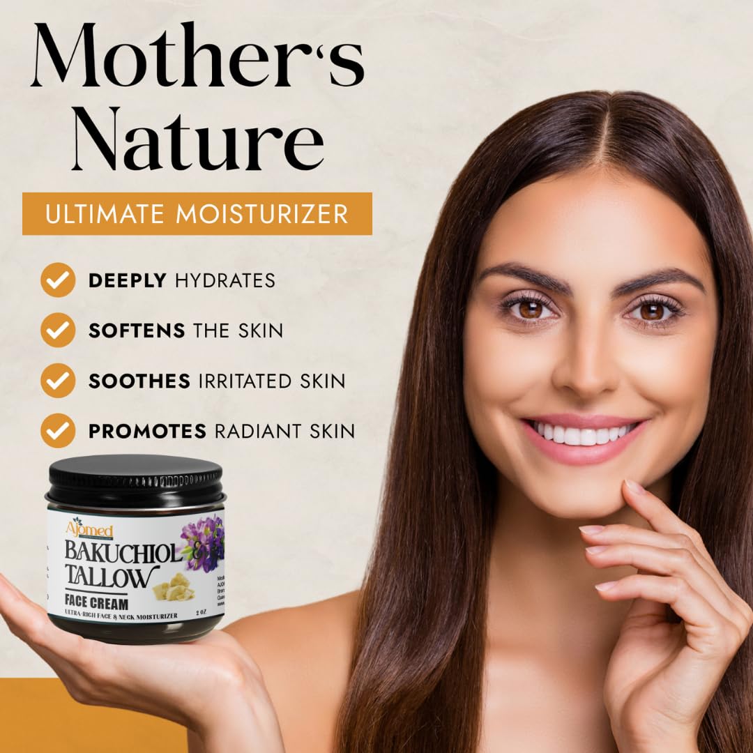 Beef tallow face cream with 2% Bakuchiol oil- Handmade NON GREASY anti aging tallow for skin- face moisturizer, Natural retinol- eczema cream, anti wrinkle, fine lines (Frankincense) - Image 3