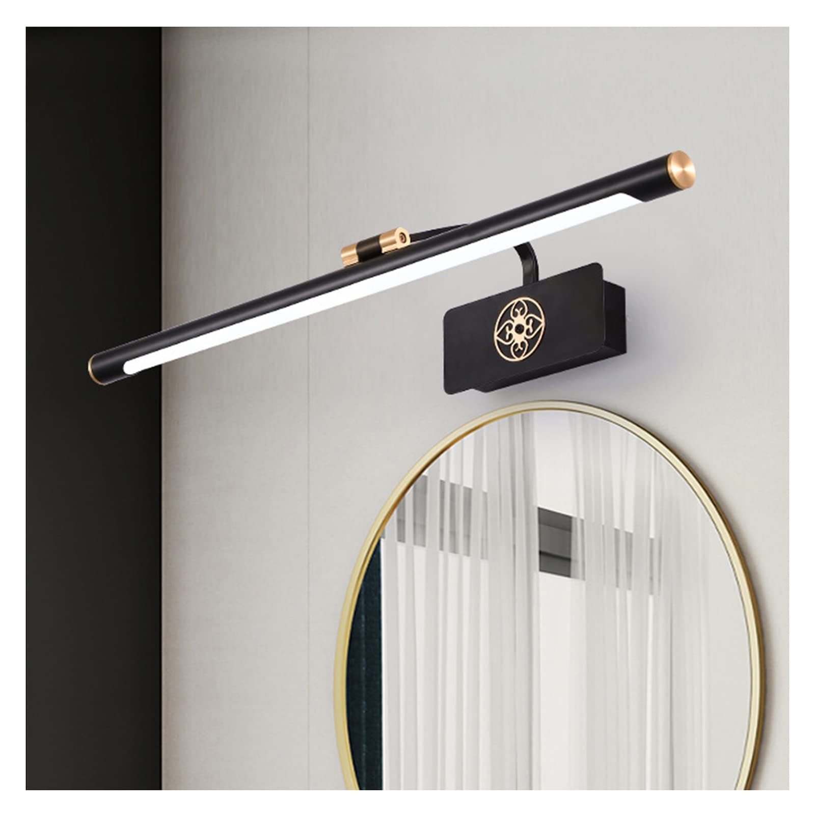 Miroir avant lumière LED noire de 58 cm pour sublimer la salle de bain de votre hôtel ou studio