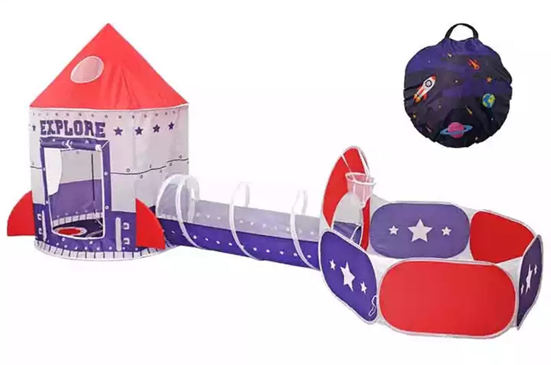 Arabest Children Play Tent, Indoor Kids Toy Play House Folding Tent, Spaceship Tunnel Three-piece Set, Yurt Castle Toy Gift for Boys and Girls