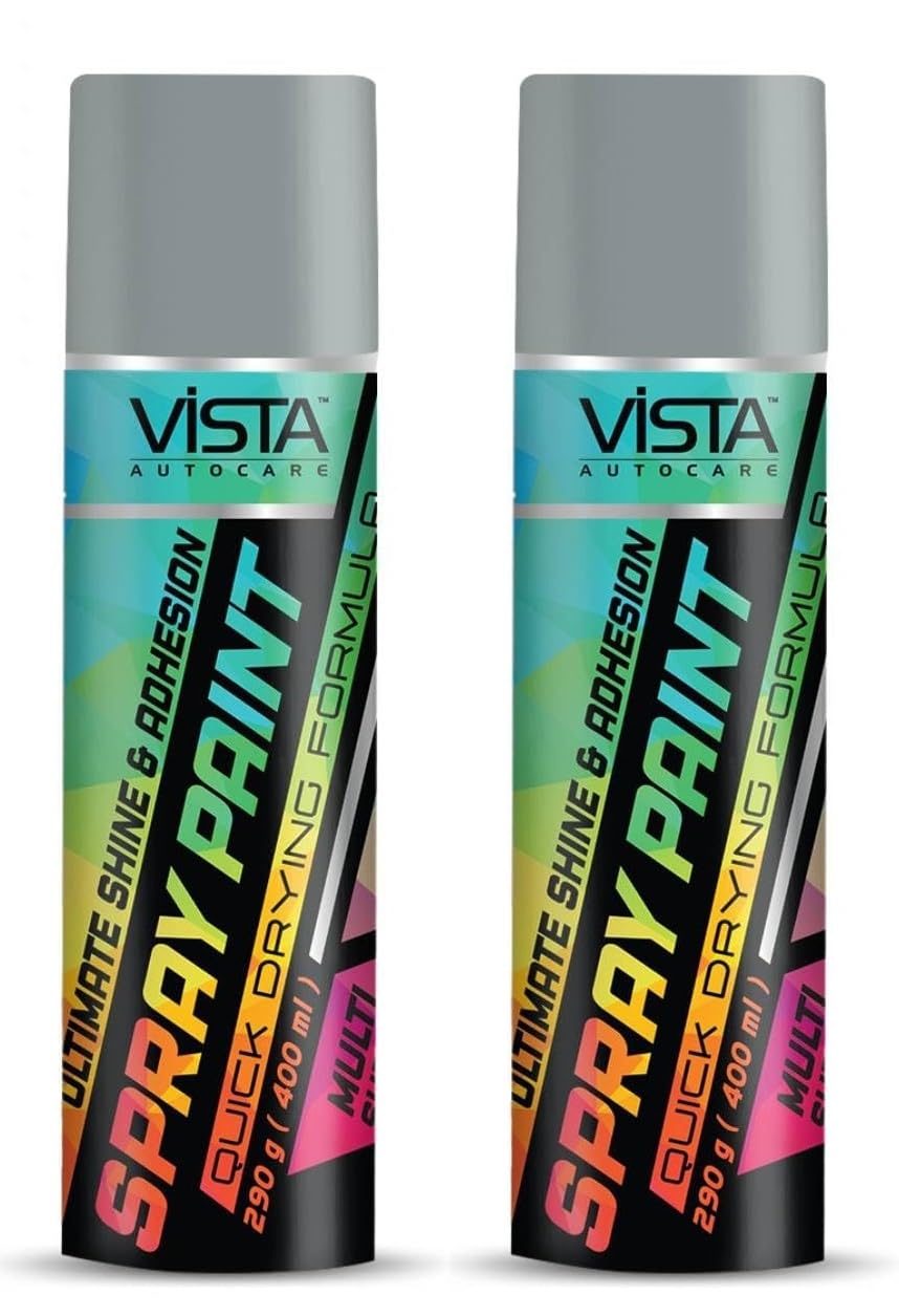 Vista Spray Paint Silver 400 ml (290 g)| Quick Drying with Gloss finish for Metal, Wood, Walls | Acryllic Spray Paints x Pack of 2 (B0CK4PLTZH) Amazon Price History, Amazon Price Tracker