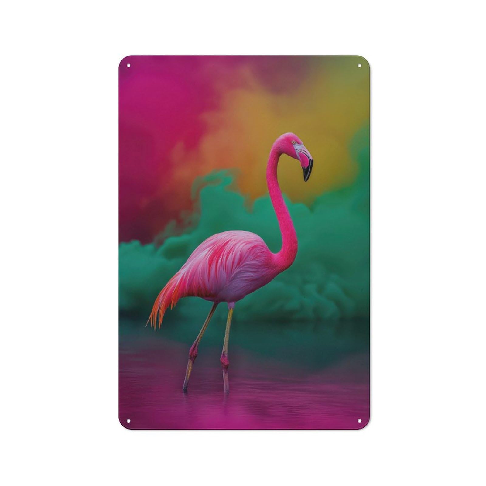 Junmoney Pink Flamingo Retro Metal Wall Sign 30X20cm With For Living Room Wall, Housewarming Wall Decor For People Furnishing Living Room
