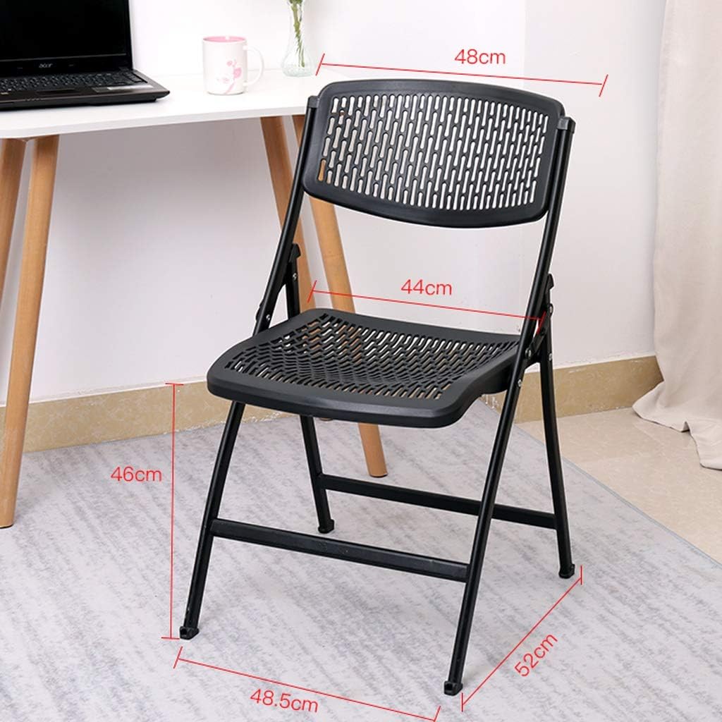 Black Folding Chair, Home Simple Office Leisure Seat with Backrest, Hollow Design
