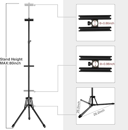 Miniatura 4 de Soporte para póster para exhibición, trípode ajustable de 80 pulgadas, soporte retráctil para tablero de póster, soporte de pancarta de doble cara,