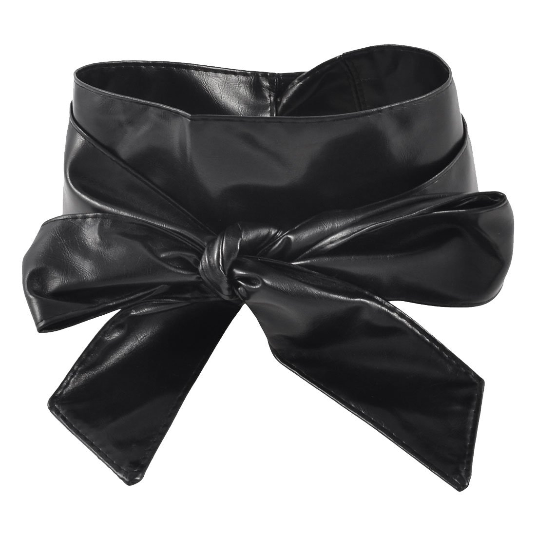 Allegra KWrap Around Self Tie Faux Leather Obi Waist Belt Band Black 2.1M for Lady