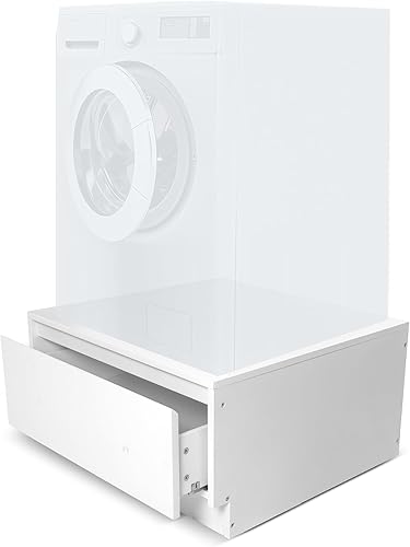 Ilyapa Soporte para lavadora y secadora  Pedestal universal de madera para lavandería con cajón  Compatible con Samsung, LG, GE, Maytag  28 x 28 x