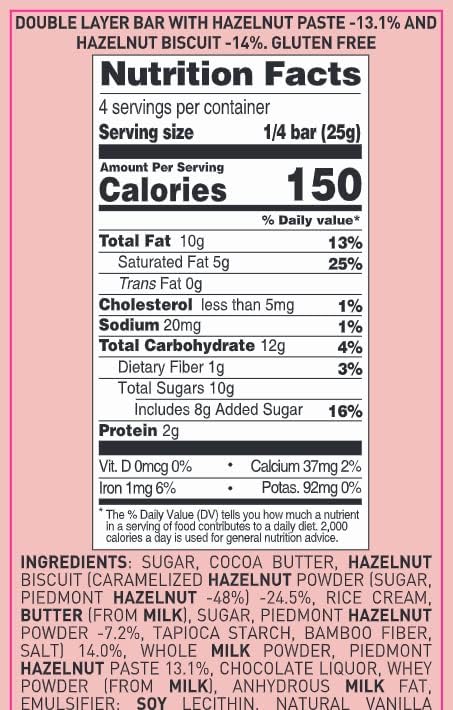 Venchi - Tavoletta Baciodidama - Gianduia al Latte con biscotto alle Nocciole Piemonte I.G.P. e Cioccolato Bianco - Senza Glutine Bacio di Dama 100 g (Confezione da 1) - Immagine 4