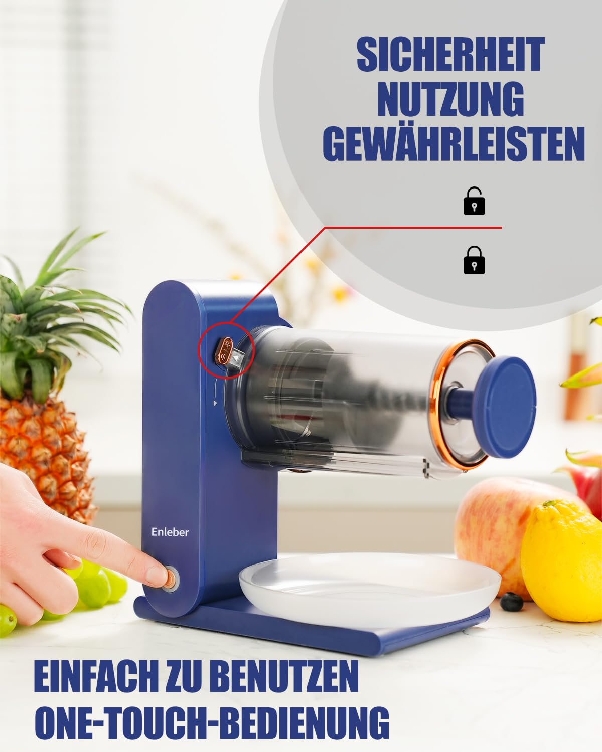 Enleber Slushy Maker Slush EIS Maschine Rasiereis-Maschine Edelstahlklinge Silikoneisfolien Schneeeis-Maschine dunkelblau