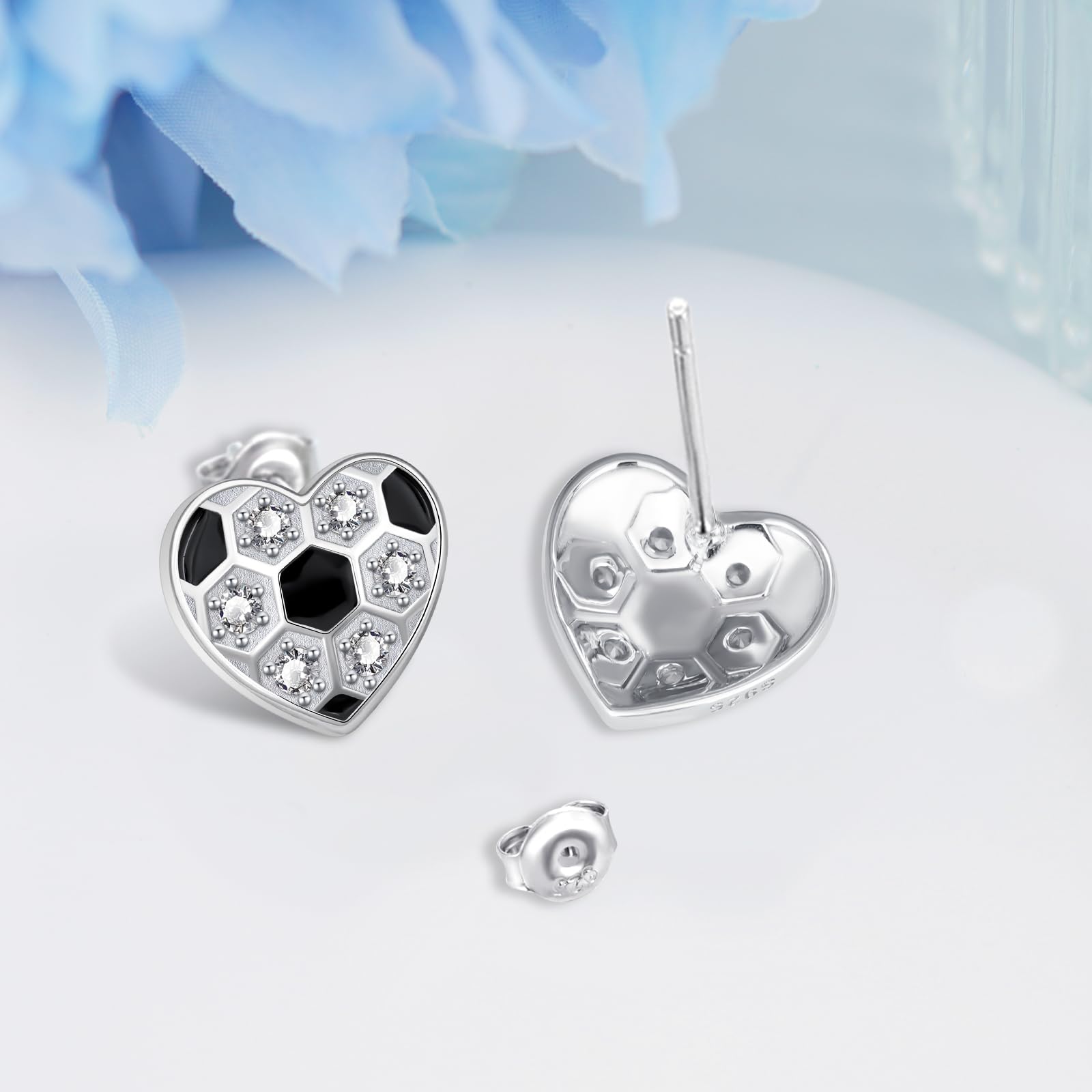 Orecchini da calcio in argento Sterling 925 da donna, gioielli sportivi, regalo per donne