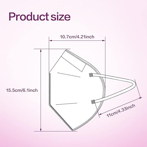 Miniatura 2 de Miuphro KN95 - Paquete de 25 mascarillas desechables de seguridad transpirables de 5 capas contra PM2.5, máscara desechable de protección
